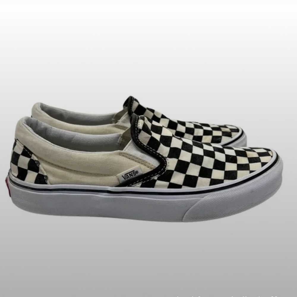 Black and White/cream Checkered Vans